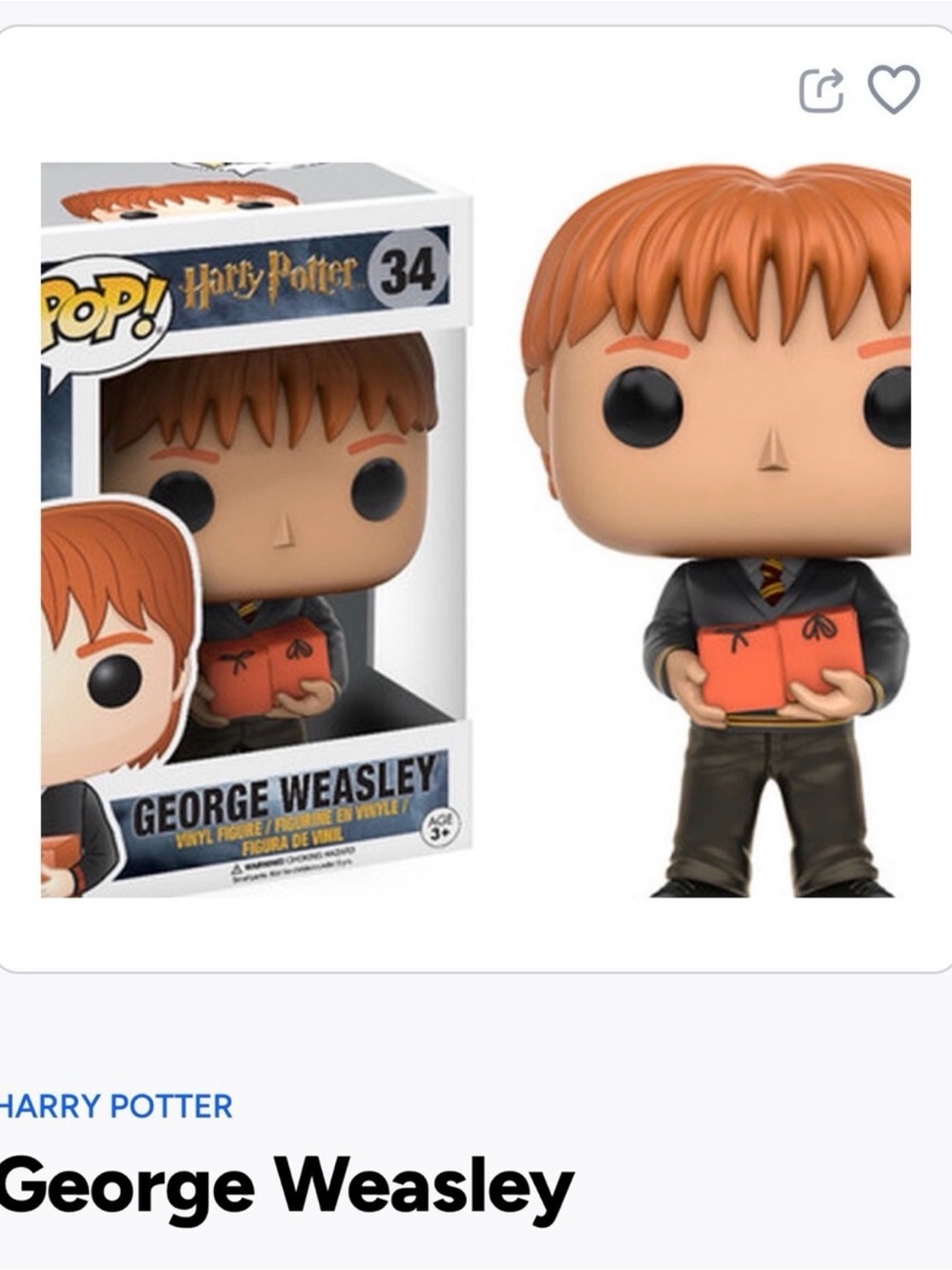 Funko Harry Potter George Weasley Vinyl Figure - Orange Hair, Black Outfit-34